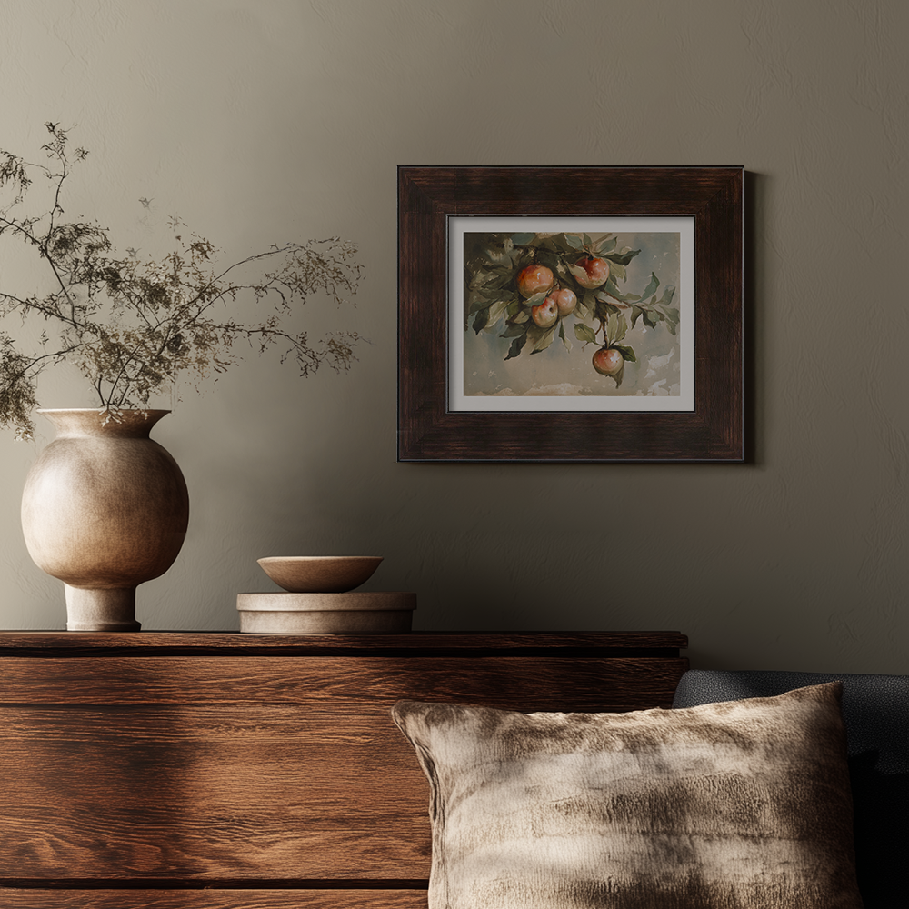 Sun-Ripened Peach Branch Watercolor Idyll