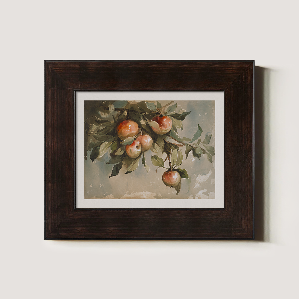 Sun-Ripened Peach Branch Watercolor Idyll