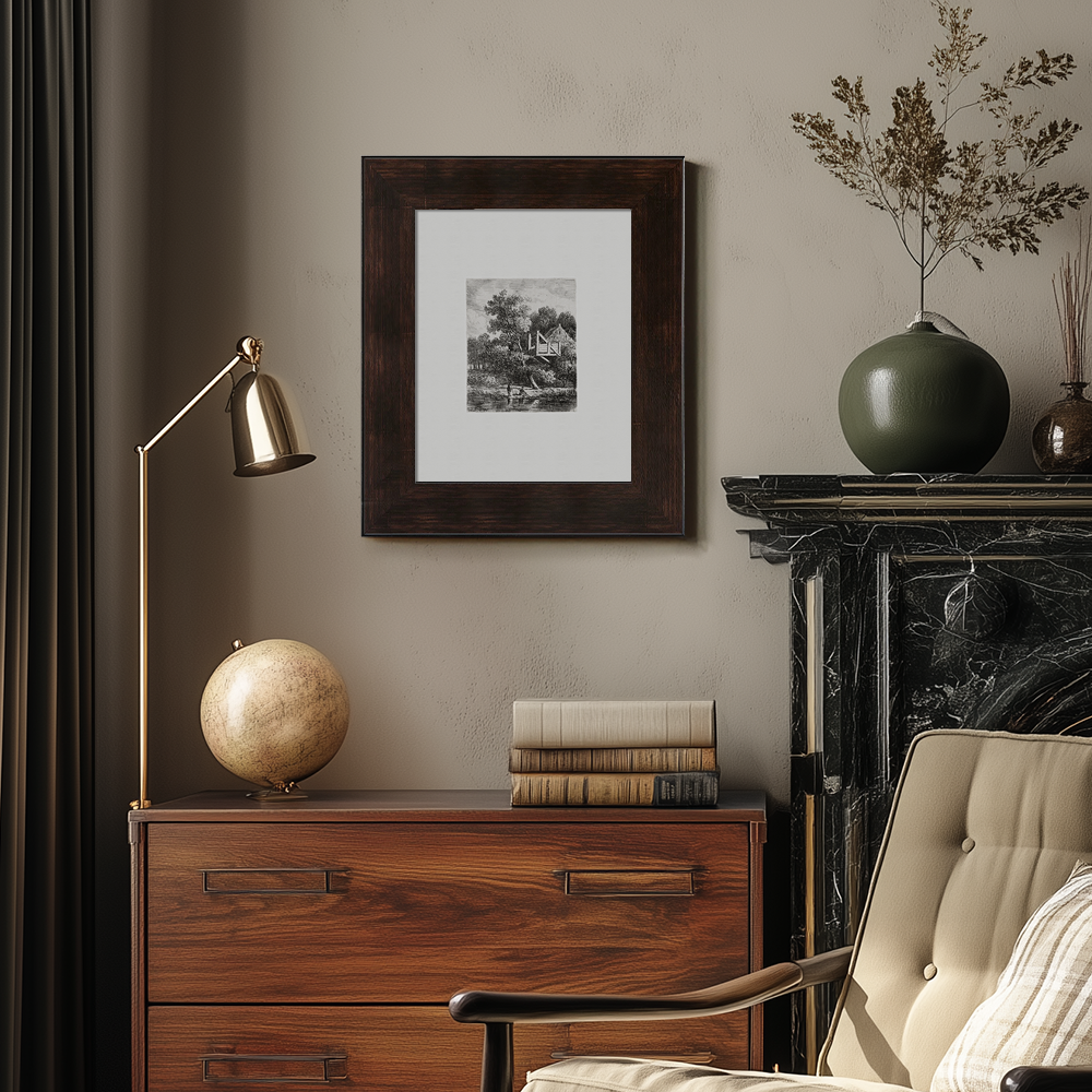 Riverside Cottage Haven Etching Reverie