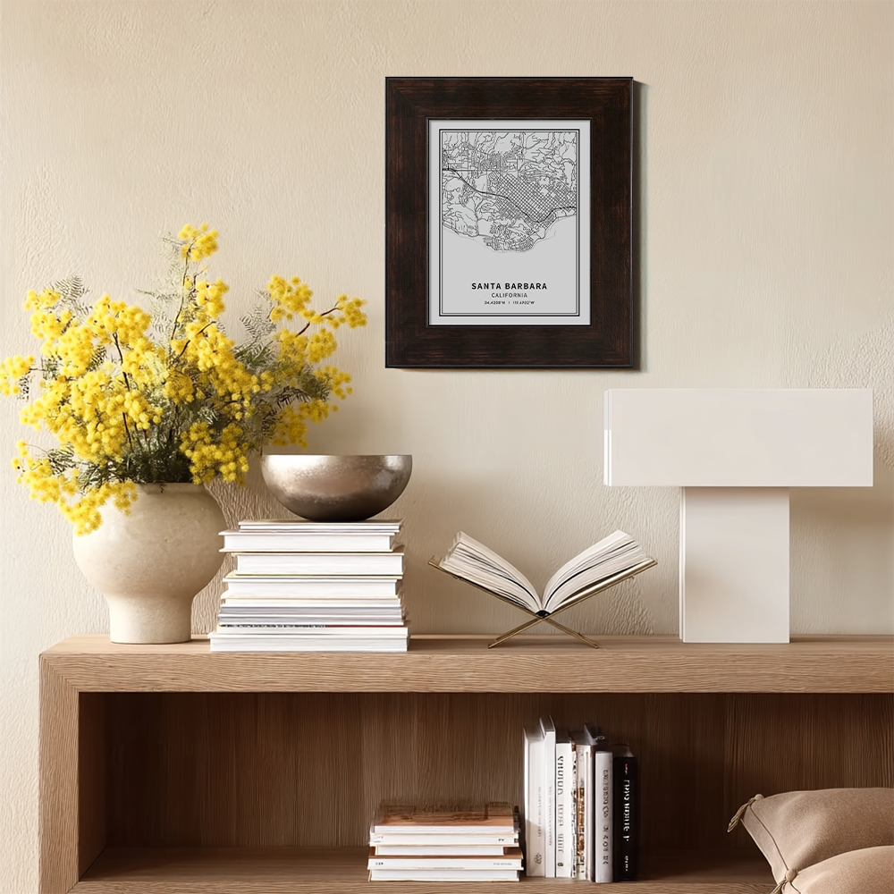 Minimalist Santa Barbara City Map Line Art Print