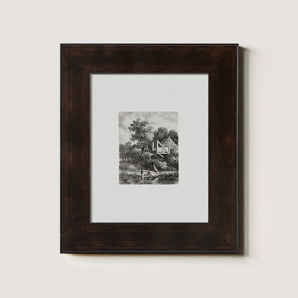 Riverside Cottage Haven Etching Reverie