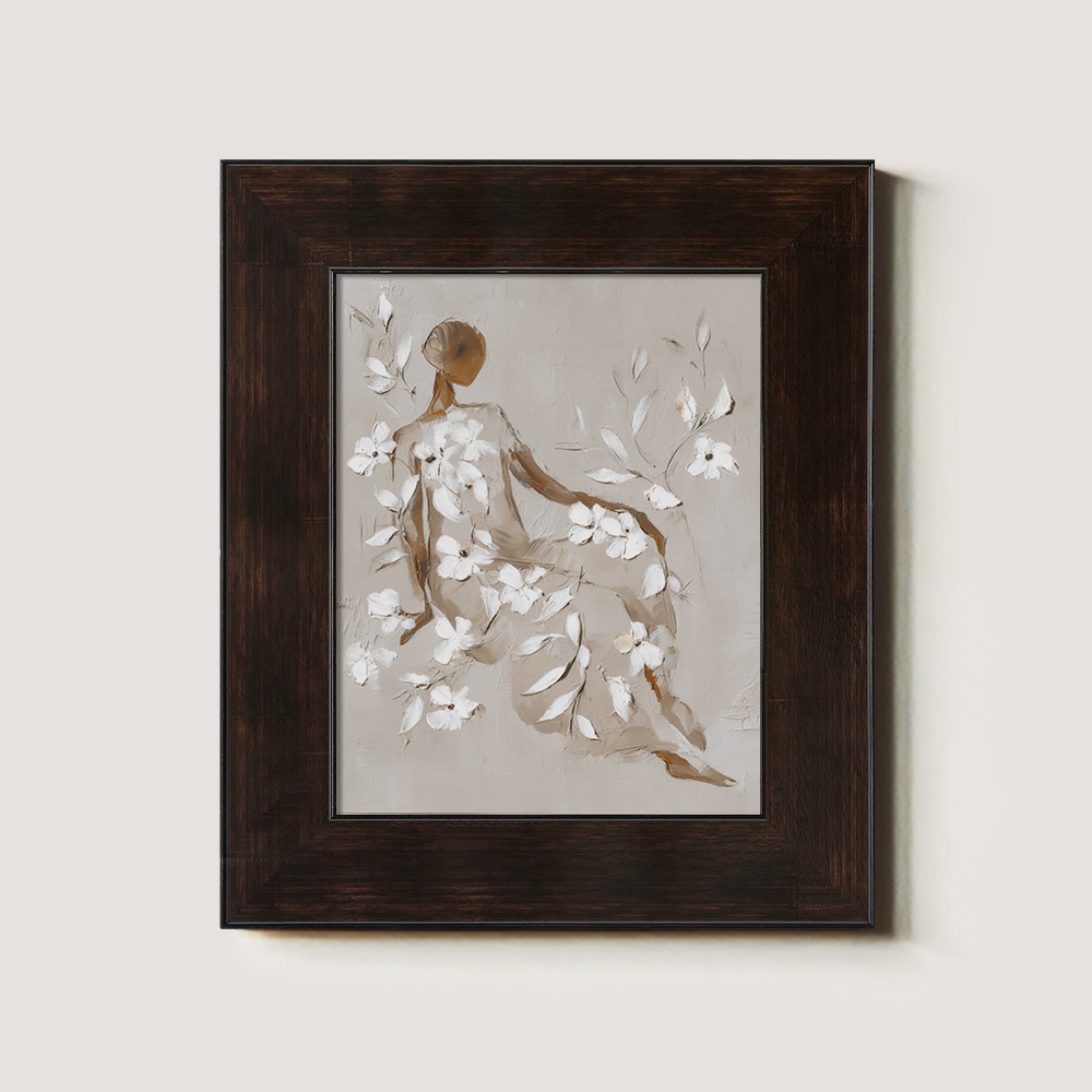 Seated Figure Adorned with White Blossoms