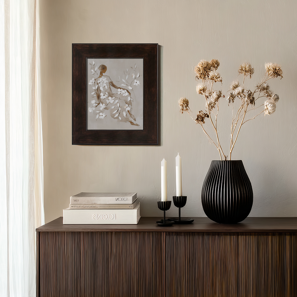 Seated Figure Adorned with White Blossoms