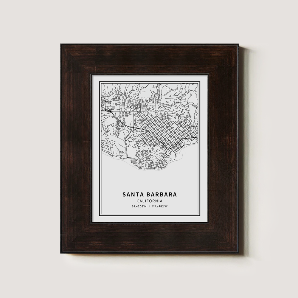 Minimalist Santa Barbara City Map Line Art Print