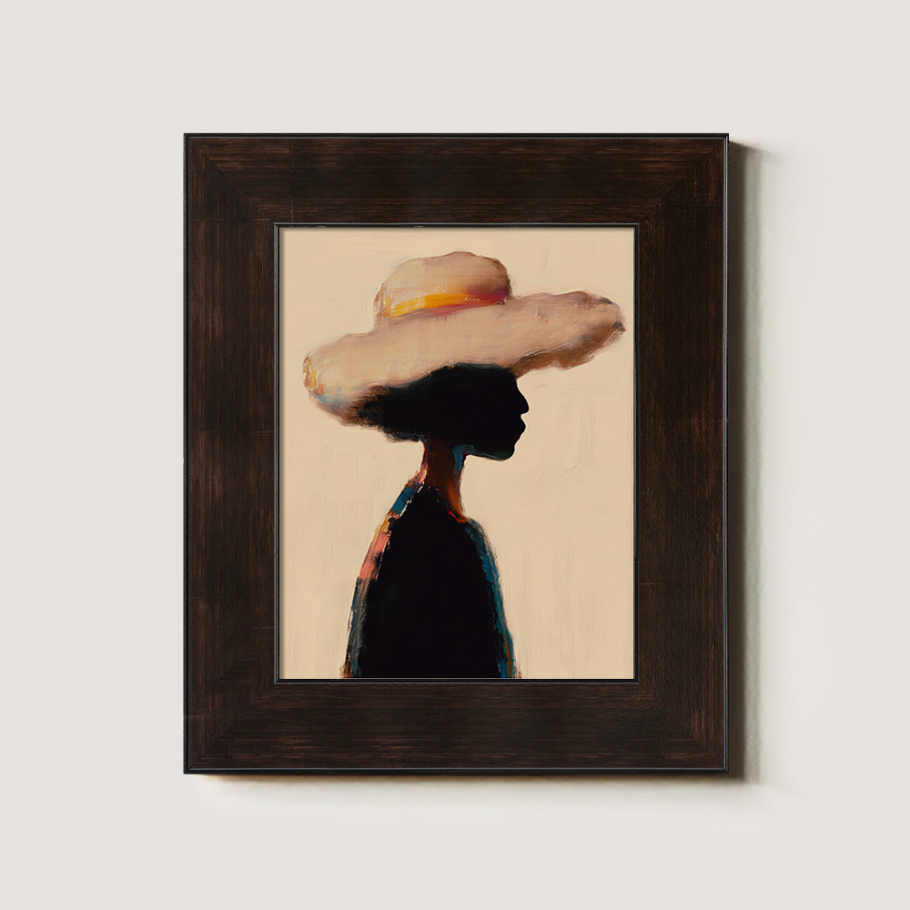 Abstract Silhouette in Wide-Brimmed Hat