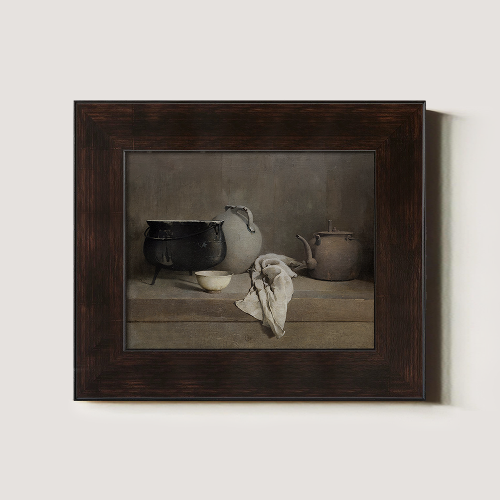 Hushed Earthenware Alcove Watercolor Still Life