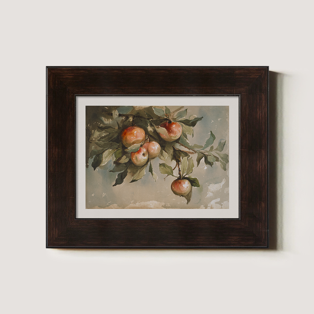 Sun-Ripened Peach Branch Watercolor Idyll