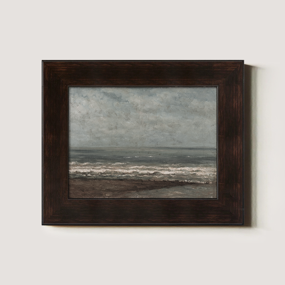 Moody Seascape with Crashing Waves Under Cloudy Skies