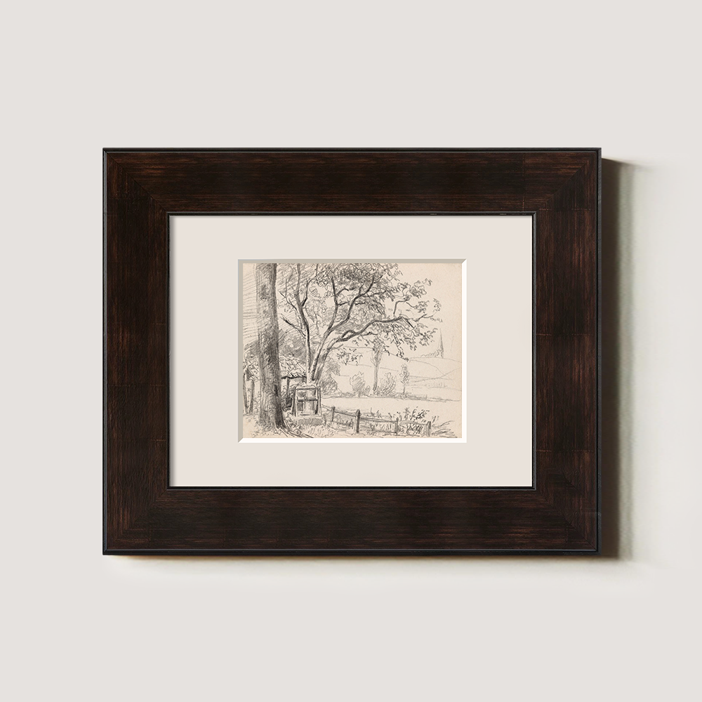 Ethereal Sketch of Majestic Tree by Rustic Fence