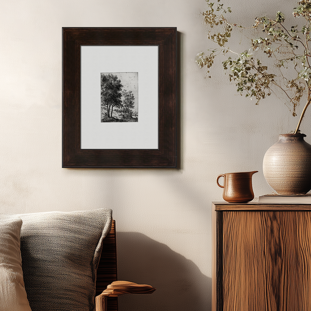 Verdant Tree Cluster Etching Reverie