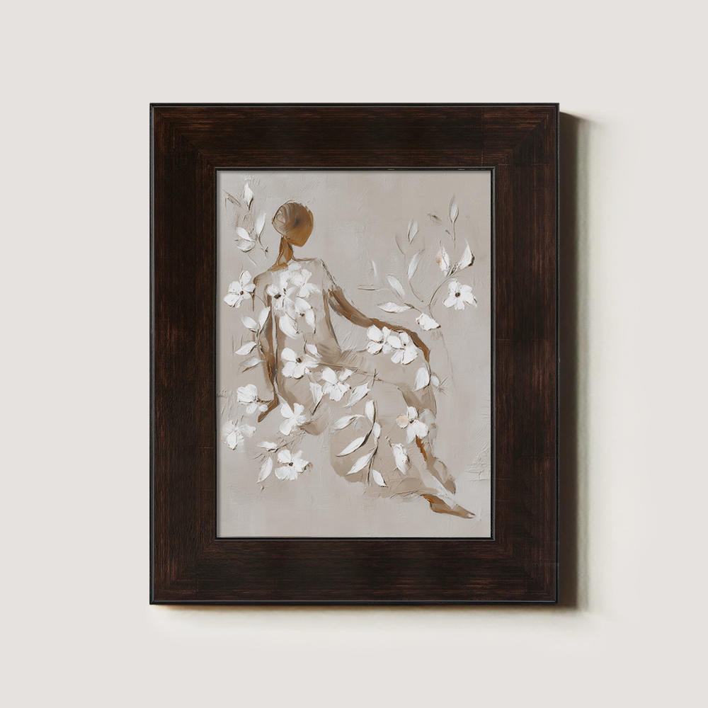Seated Figure Adorned with White Blossoms