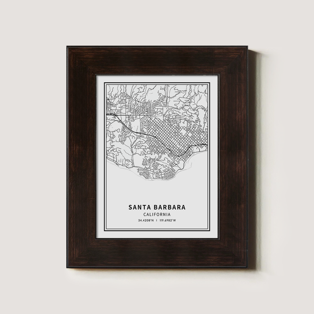 Minimalist Santa Barbara City Map Line Art Print