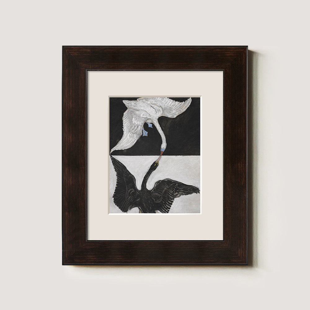 Yin-Yang Swan Embrace Watercolor Duality