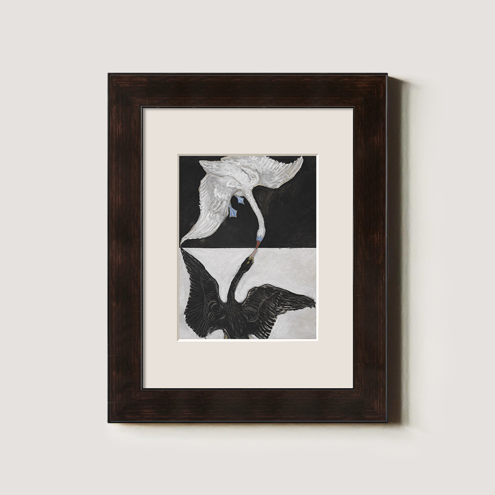 Yin-Yang Swan Embrace Watercolor Duality