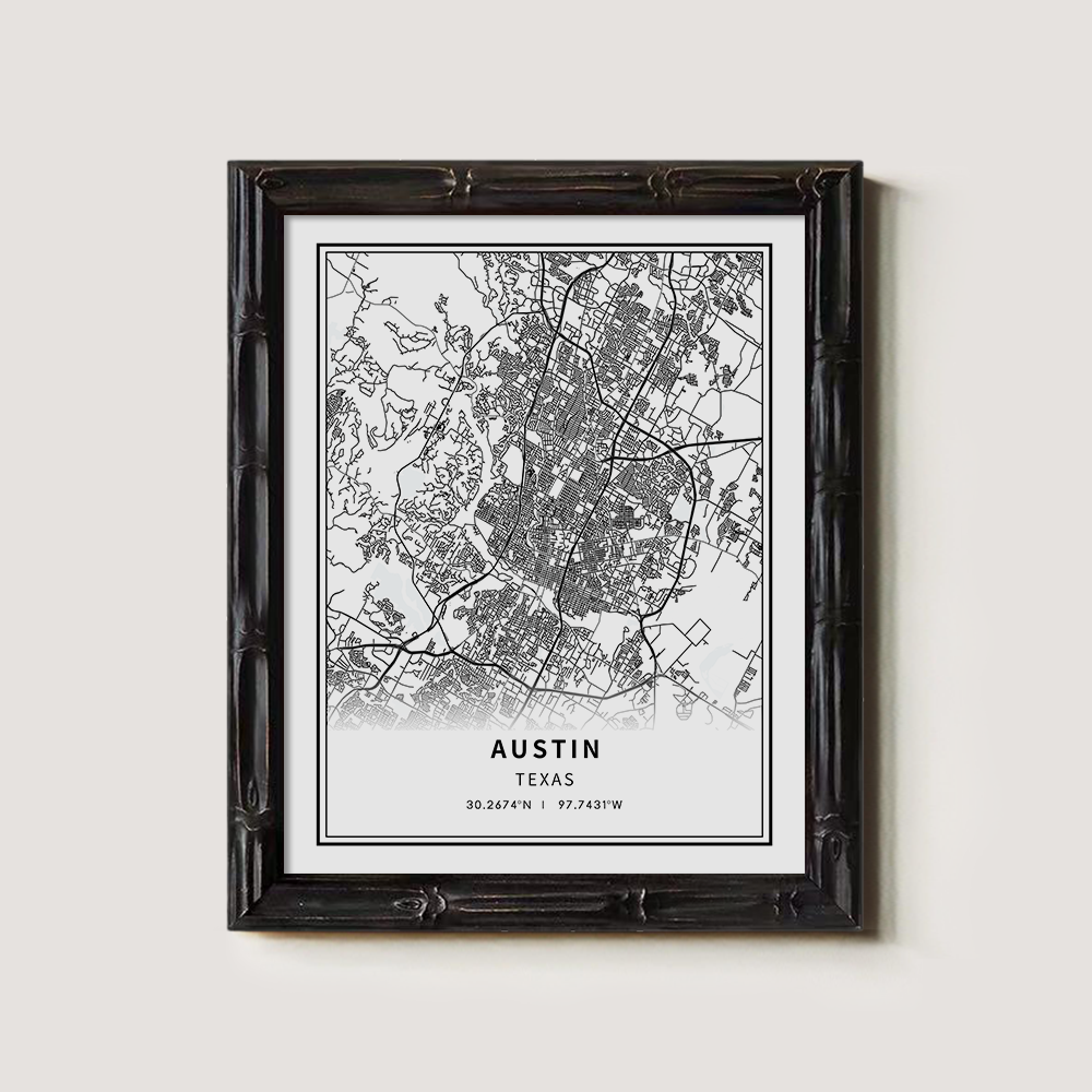 Minimalist Austin City Map Line Art Print