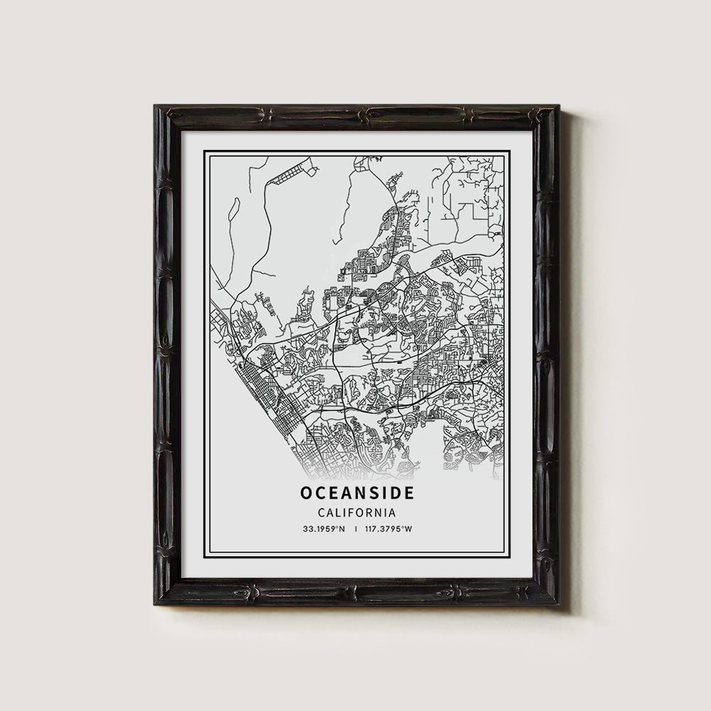 Minimalist Oceanside City Map Line Art Print