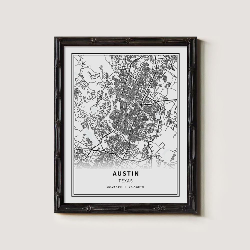 Minimalist Austin City Map Line Art Print