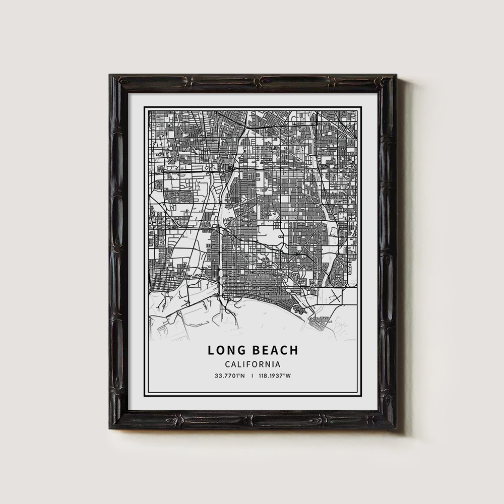 Minimalist Long Beach City Map Line Art Print