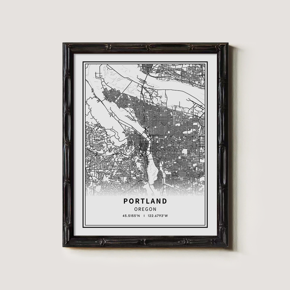 Minimalist Portland City Map Line Art Print