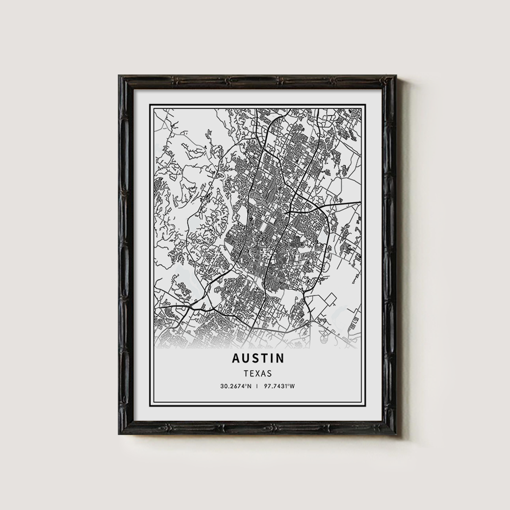 Minimalist Austin City Map Line Art Print
