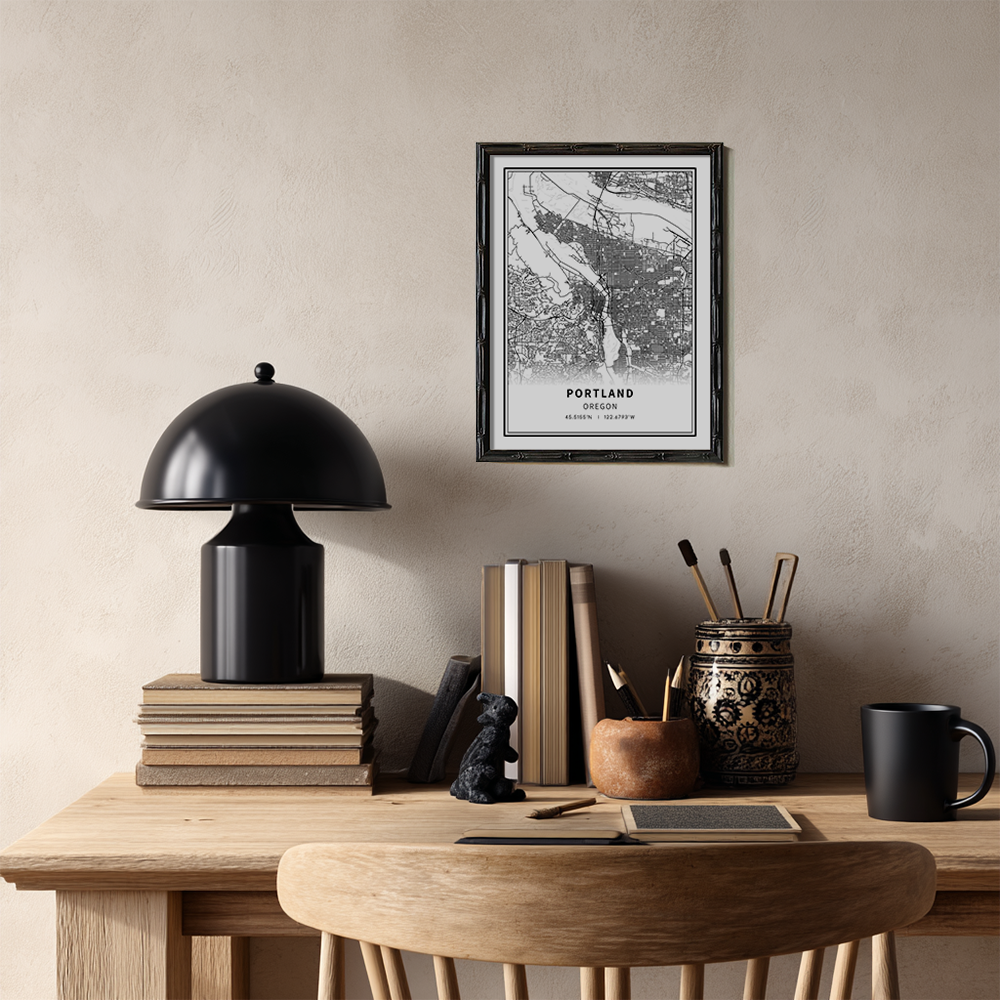 Minimalist Portland City Map Line Art Print