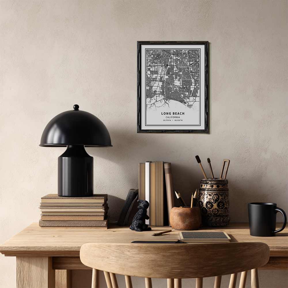 Minimalist Long Beach City Map Line Art Print