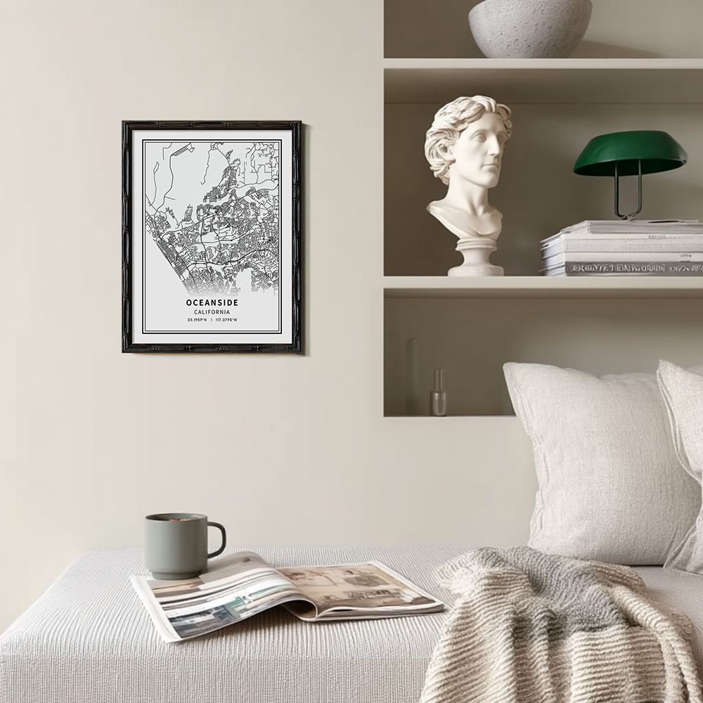 Minimalist Oceanside City Map Line Art Print