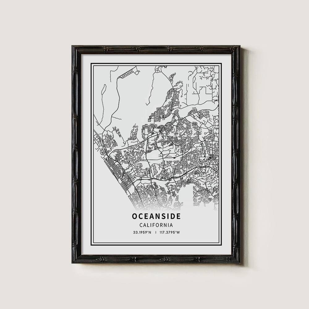 Minimalist Oceanside City Map Line Art Print