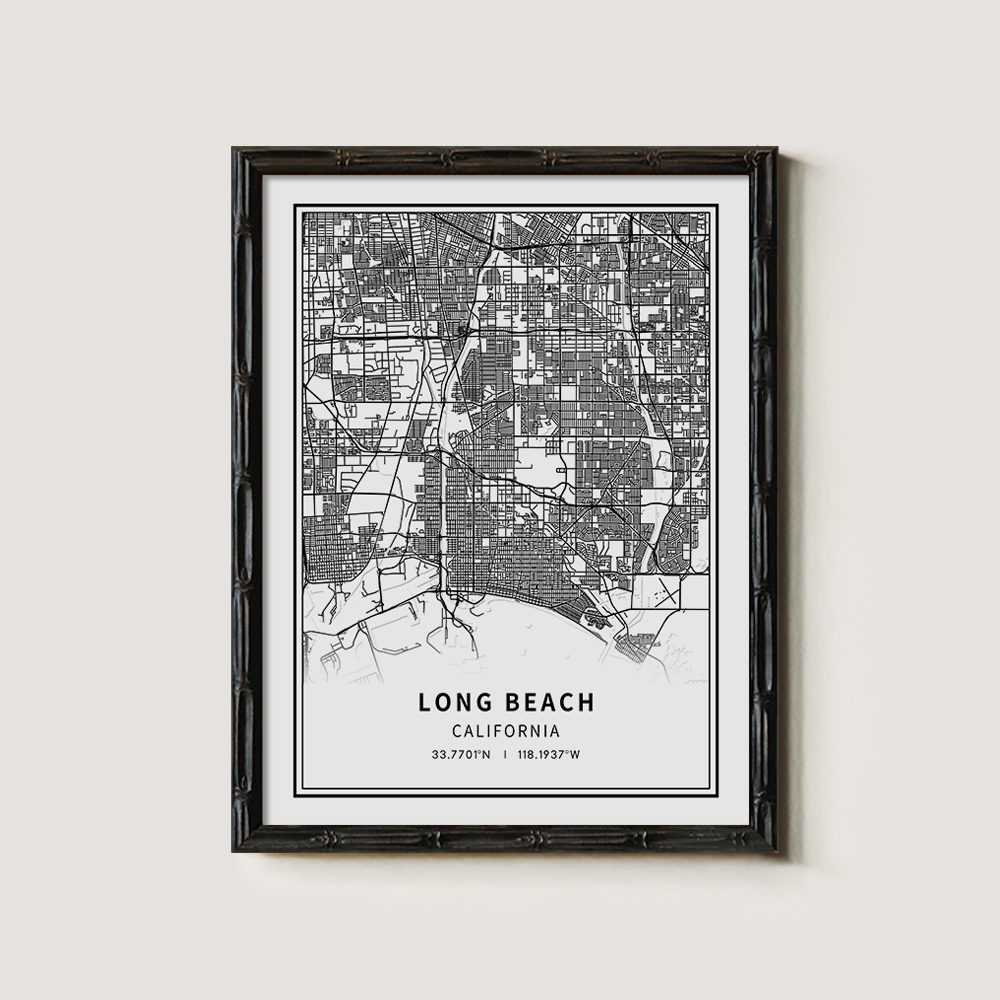Minimalist Long Beach City Map Line Art Print