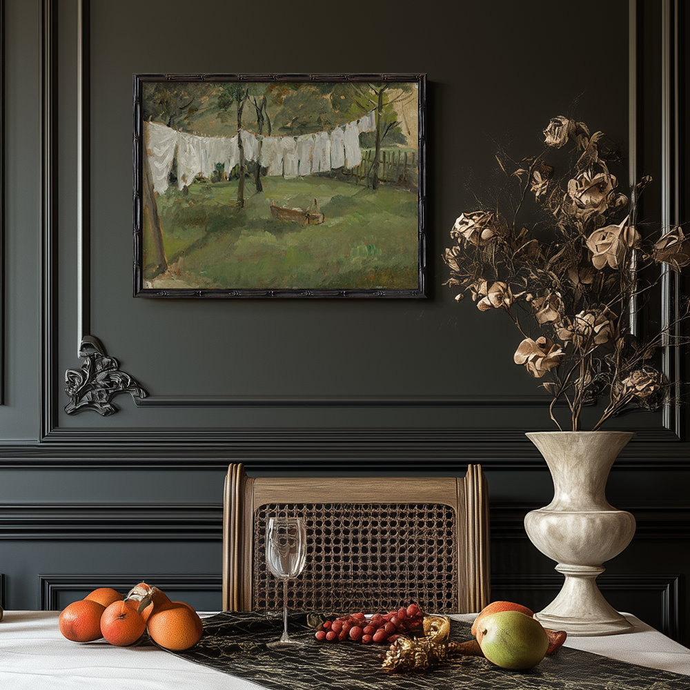 Tranquil Garden Laundry Day with Billowing Linens