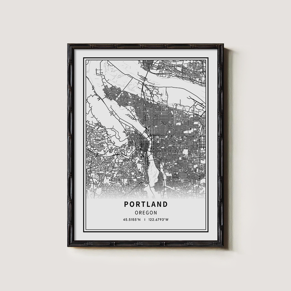 Minimalist Portland City Map Line Art Print