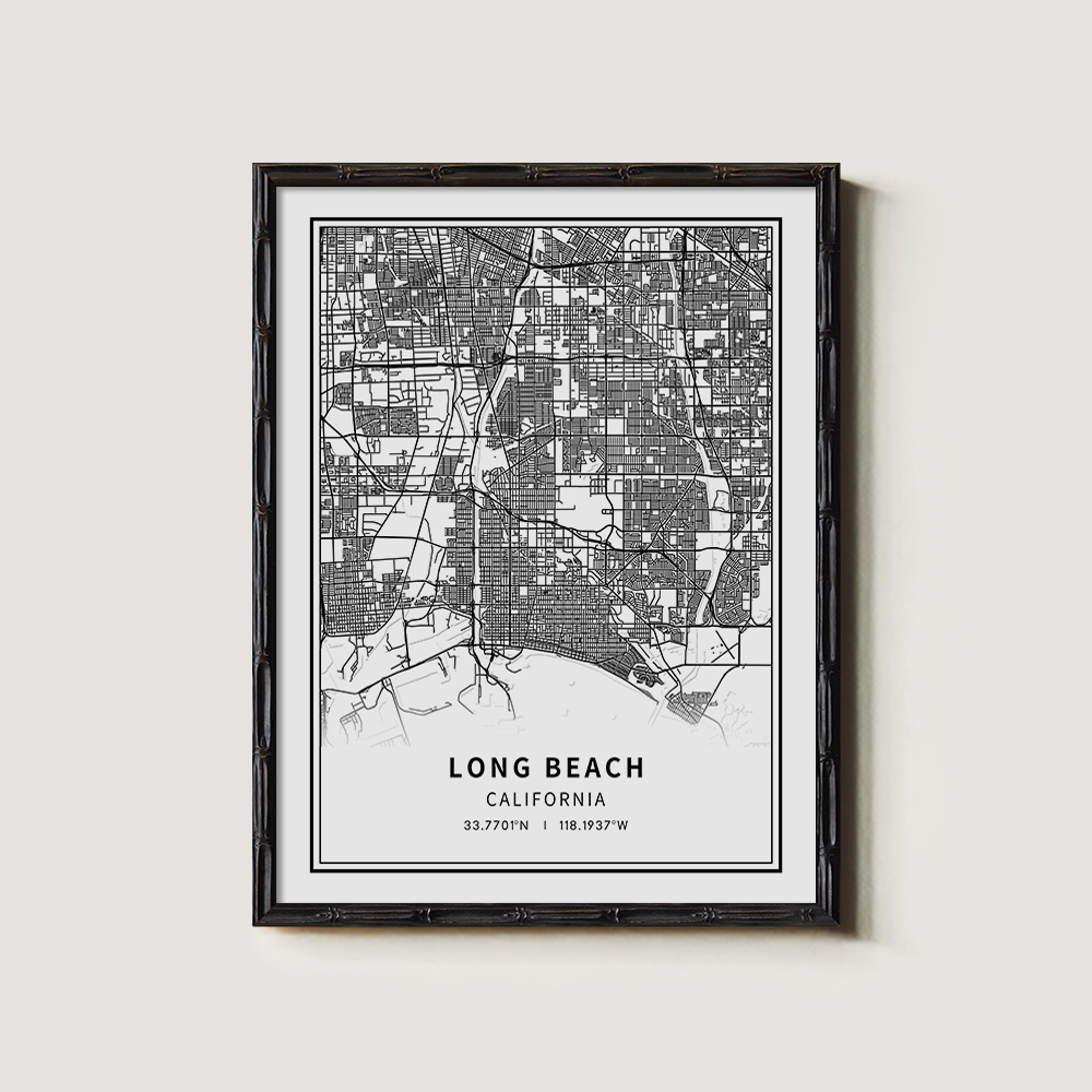 Minimalist Long Beach City Map Line Art Print