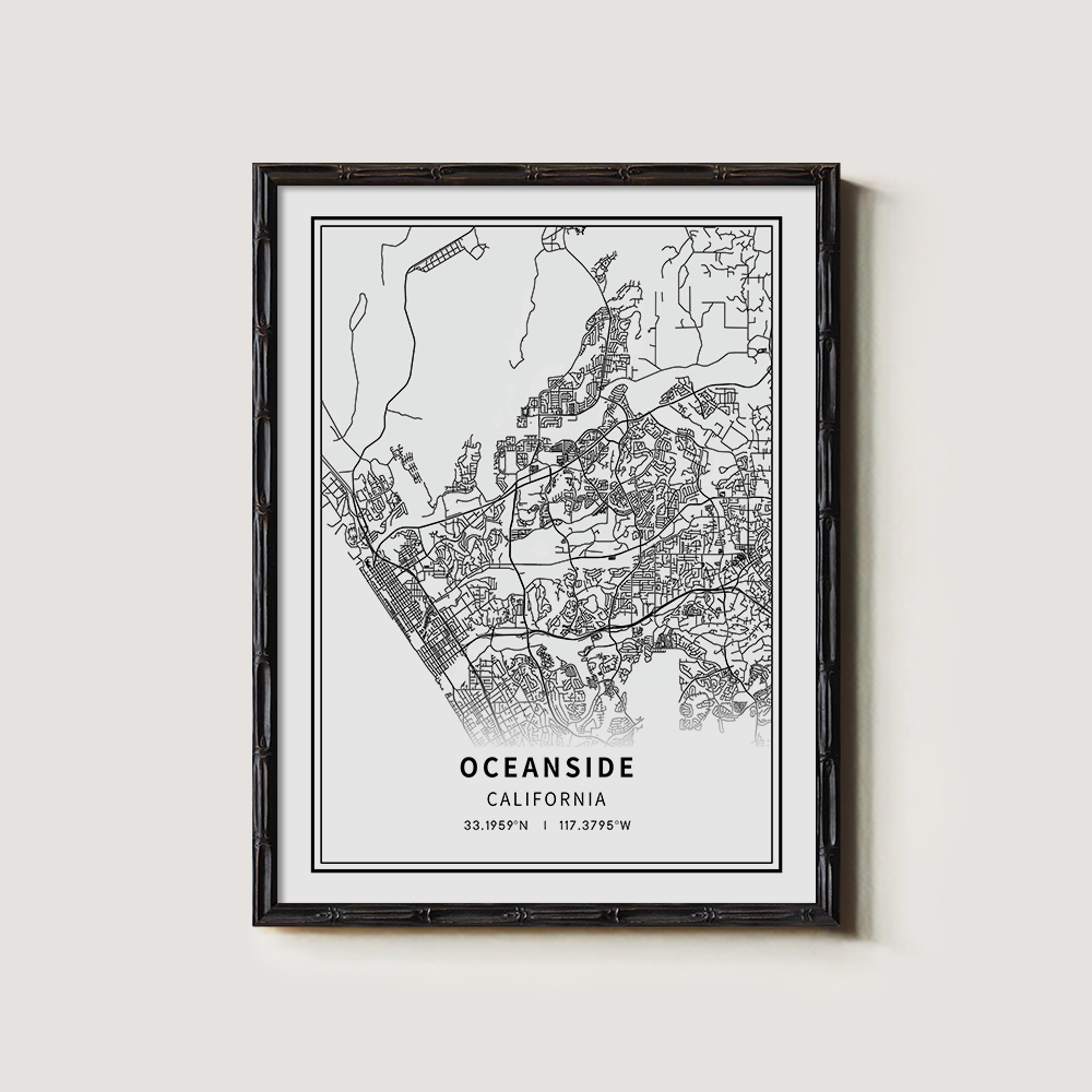 Minimalist Oceanside City Map Line Art Print