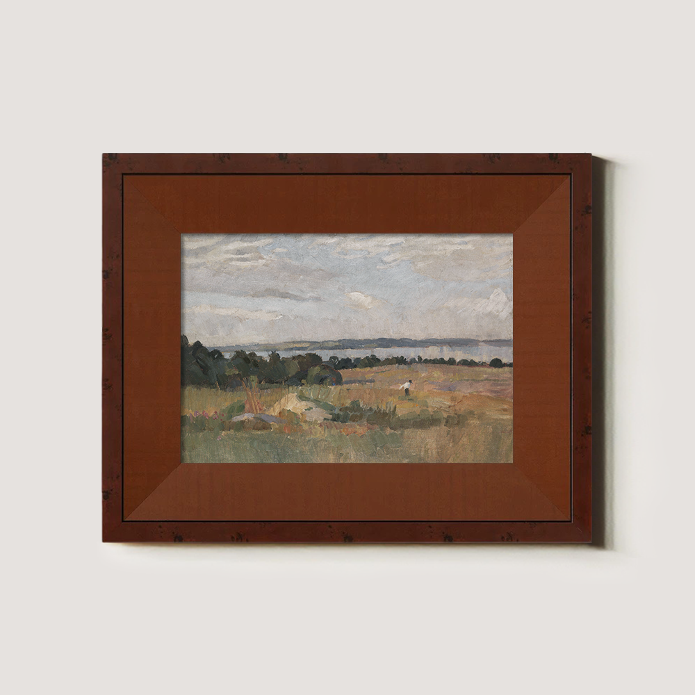 Serene Pastoral Field With Distant Water