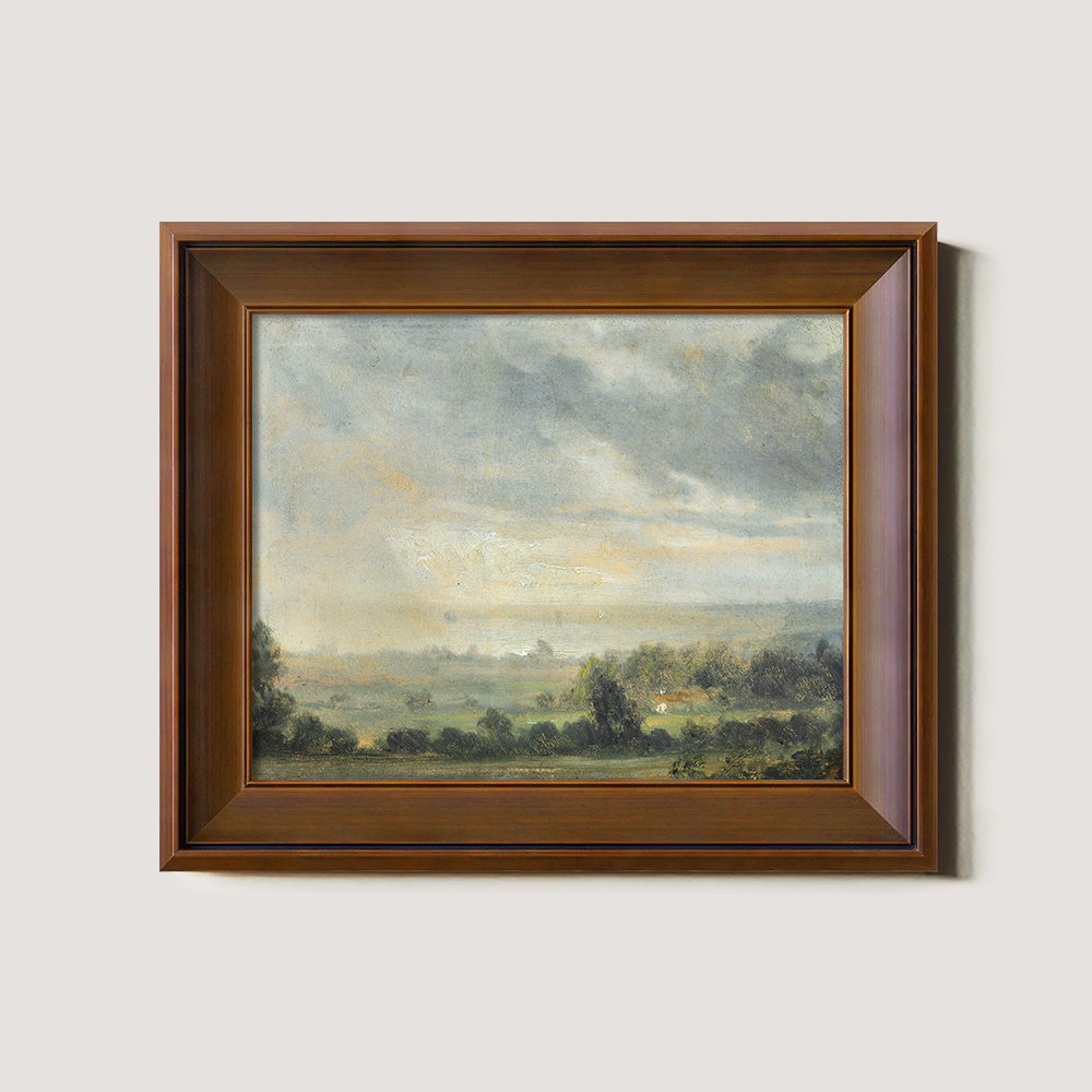 Vintage Green Suburban Landscape Art