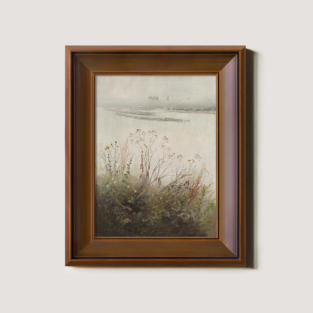 Hazy Reeds Marsh Watercolor Reverie