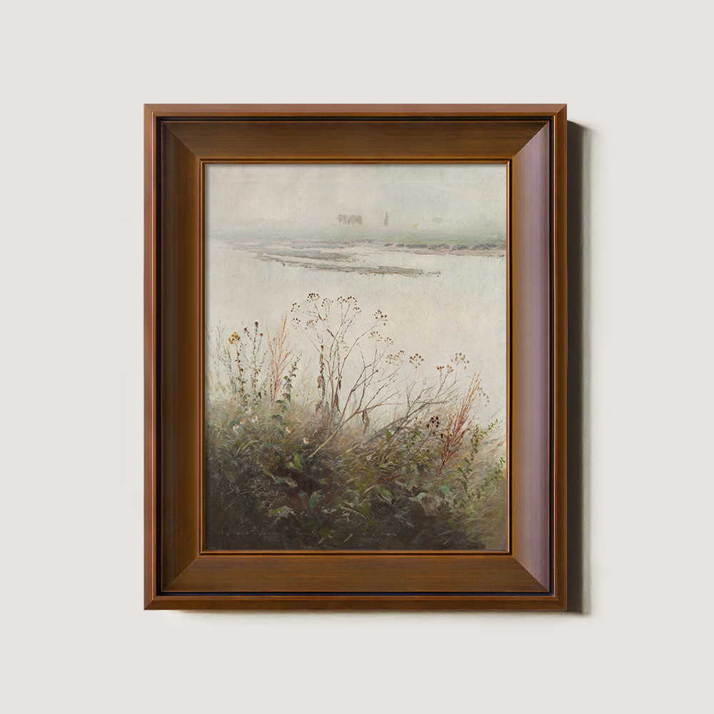 Hazy Reeds Marsh Watercolor Reverie