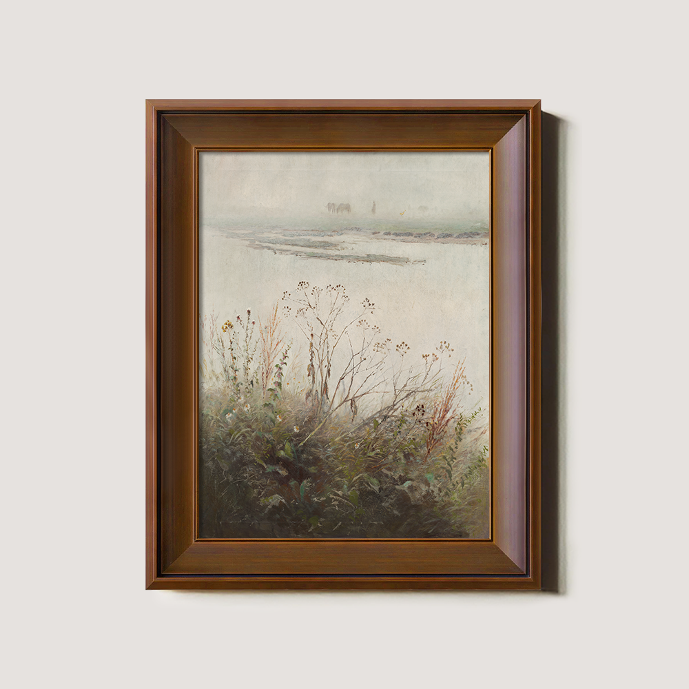 Hazy Reeds Marsh Watercolor Reverie