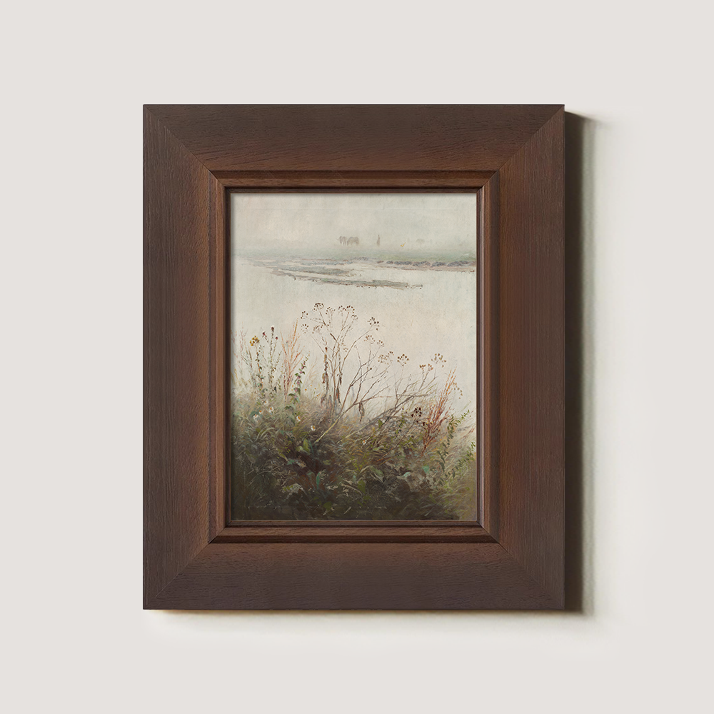 Hazy Reeds Marsh Watercolor Reverie