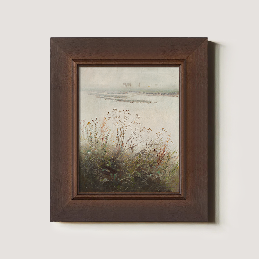 Hazy Reeds Marsh Watercolor Reverie