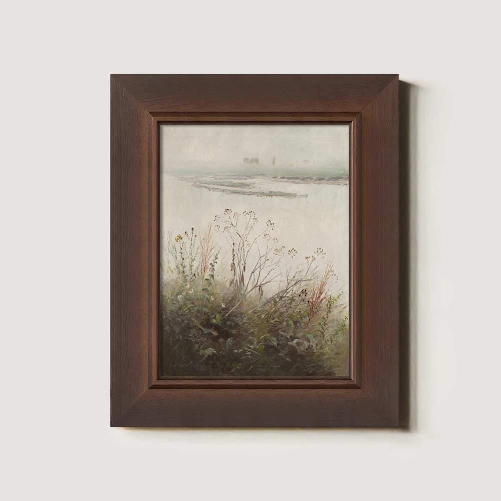 Hazy Reeds Marsh Watercolor Reverie