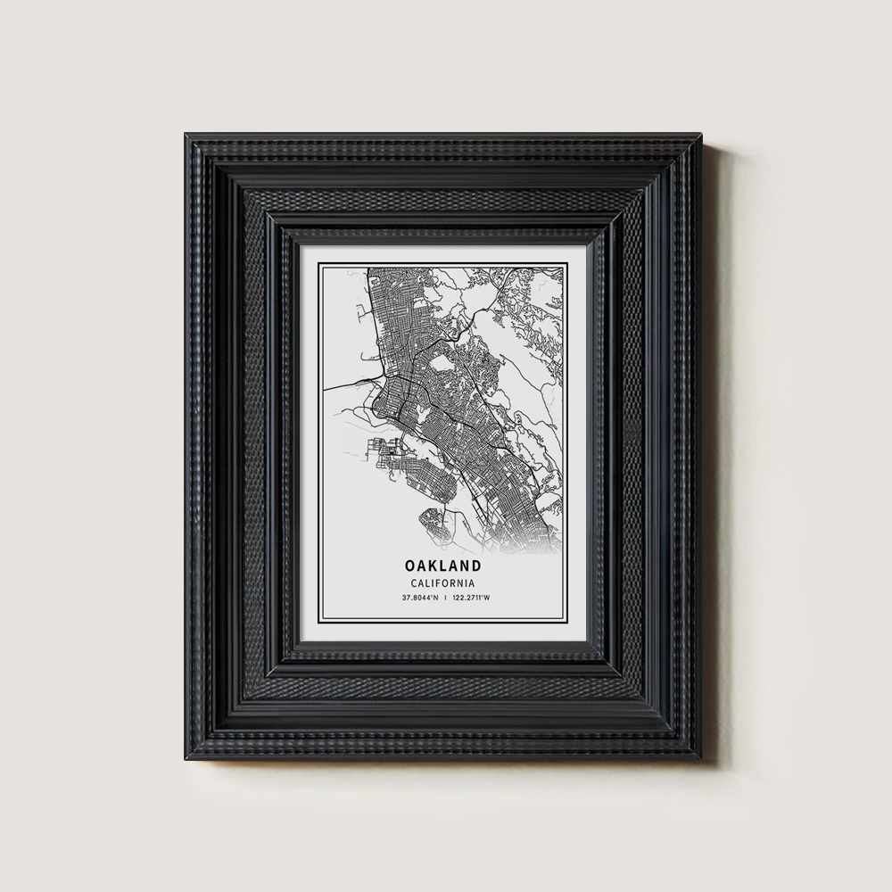 Minimalist Oakland City Map Line Art Print