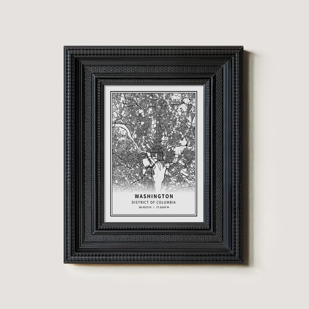 Minimalist Washington D.C. City Map Line Art Print