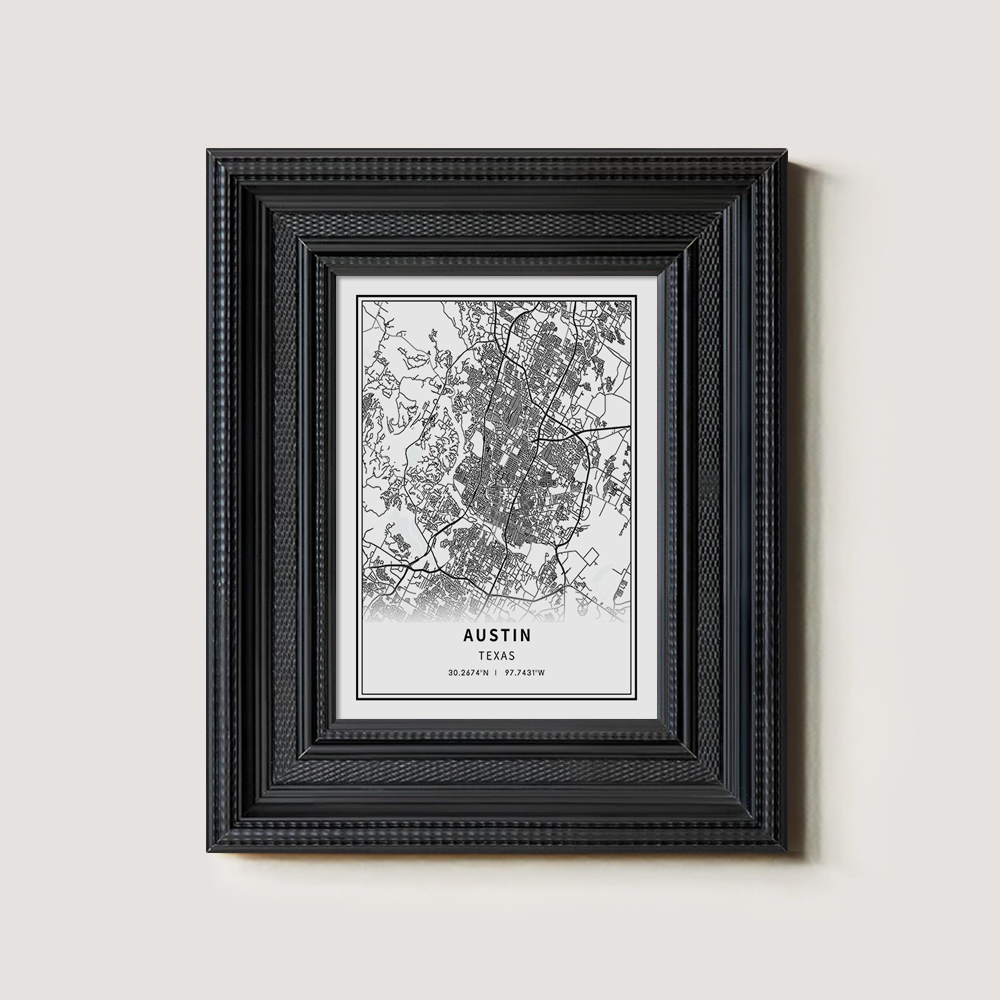 Minimalist Austin City Map Line Art Print