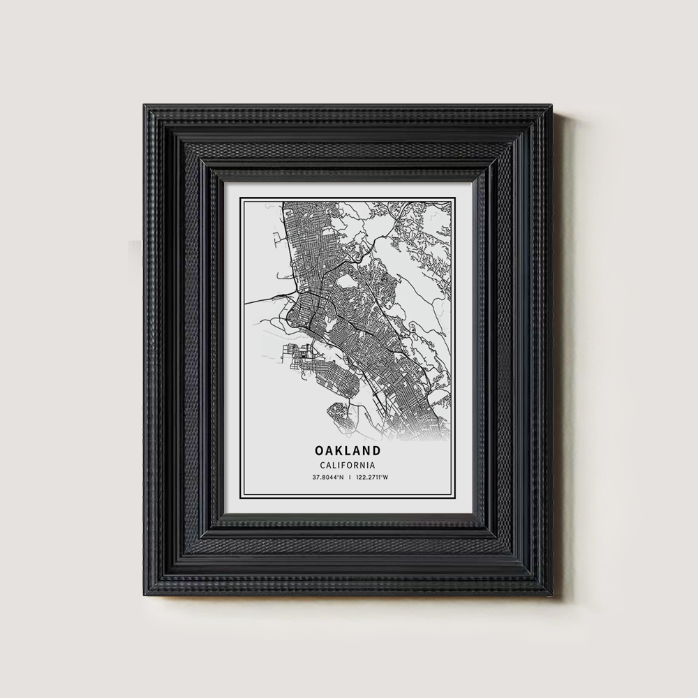 Minimalist Oakland City Map Line Art Print