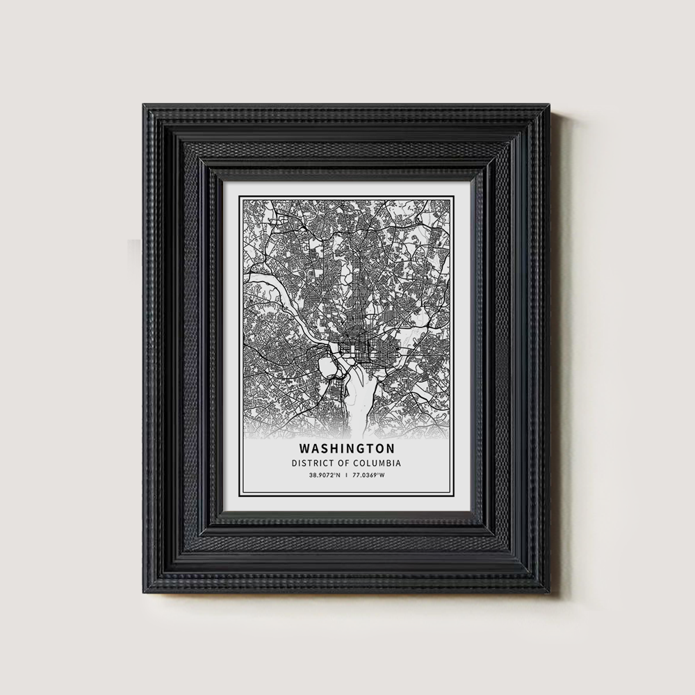 Minimalist Washington D.C. City Map Line Art Print