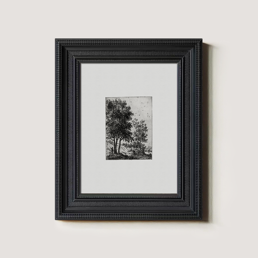 Verdant Tree Cluster Etching Reverie