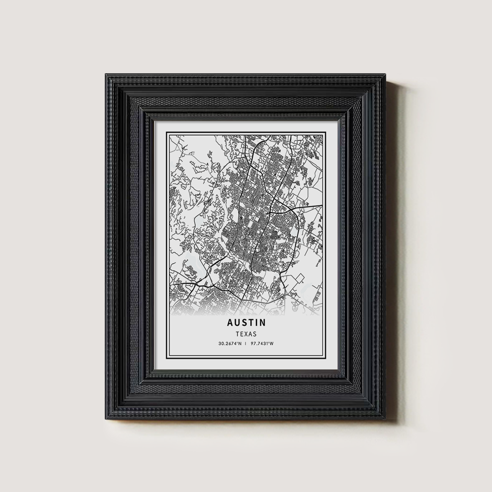 Minimalist Austin City Map Line Art Print