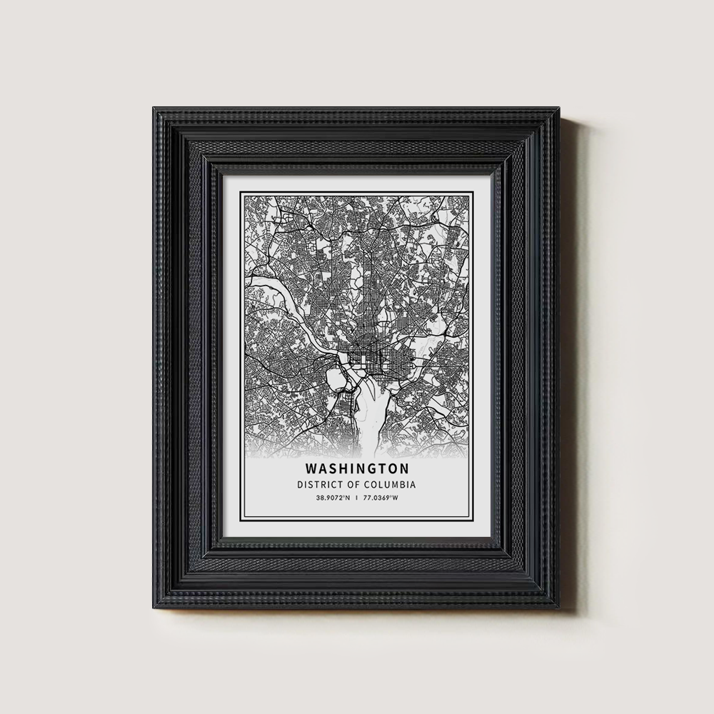 Minimalist Washington D.C. City Map Line Art Print