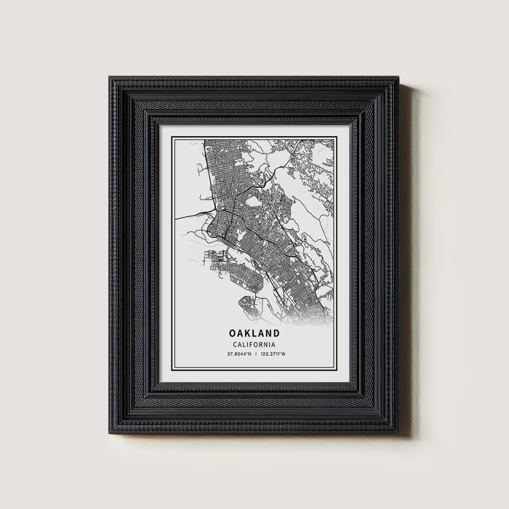 Minimalist Oakland City Map Line Art Print